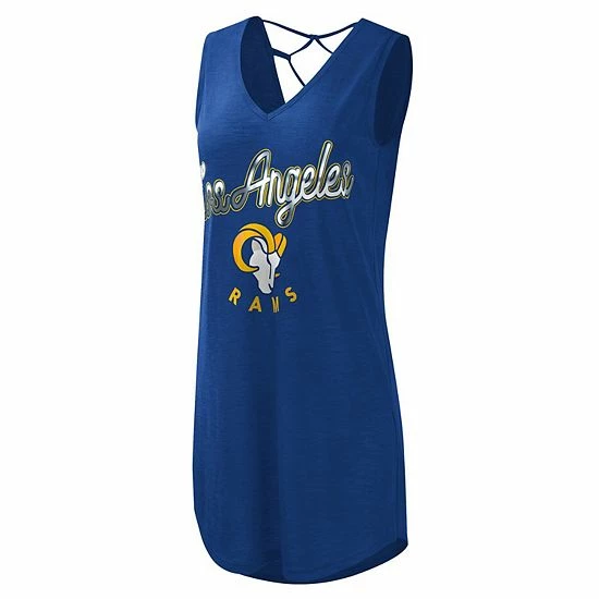 Women's G-III 4Her By Carl Banks Royal Los Angeles Rams Game Time Swim V-Neck Cover-Up Dress 3 Women's G-III 4Her By Carl Banks Royal Los Angeles Rams Game Time Swim V-Neck Cover-Up Dress - Image 3