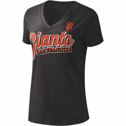 Women's G-III 4Her By Carl Banks Black San Francisco Giants First Place V-Neck T-Shirt