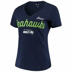 Women's G-III 4Her By Carl Banks College Navy Seattle Seahawks Post Season V-Neck T-Shirt -G-III Sales Store unnamed file 667