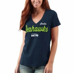 Women's G-III 4Her By Carl Banks College Navy Seattle Seahawks Post Season V-Neck T-Shirt -G-III Sales Store unnamed file 669