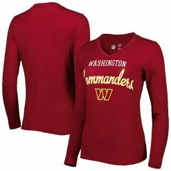 Women's G-III 4Her By Carl Banks Burgundy Washington Commanders Post Season Long Sleeve V-Neck T-Shirt