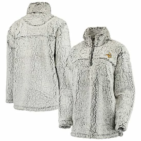 G-III Women's Gray Minnesota Vikings Sherpa Quarter-Zip Pullover Jacket 2 G-III Women's Gray Minnesota Vikings Sherpa Quarter-Zip Pullover Jacket - Image 2
