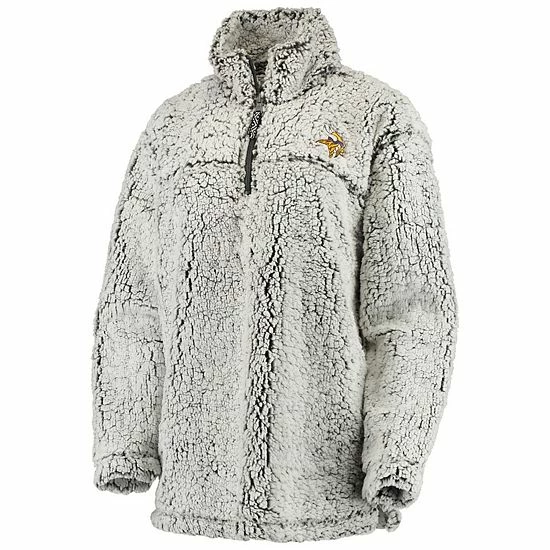 G-III Women's Gray Minnesota Vikings Sherpa Quarter-Zip Pullover Jacket 3 G-III Women's Gray Minnesota Vikings Sherpa Quarter-Zip Pullover Jacket - Image 3