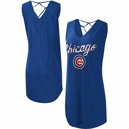Women's G-III 4Her By Carl Banks Royal Chicago Cubs Game Time Slub Beach V-Neck Cover-Up Dress 2 Women's G-III 4Her By Carl Banks Royal Chicago Cubs Game Time Slub Beach V-Neck Cover-Up Dress - Image 2