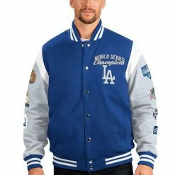 Men's G-III Sports By Carl Banks Royal Los Angeles Dodgers Franchise Full-Snap Varsity Jacket