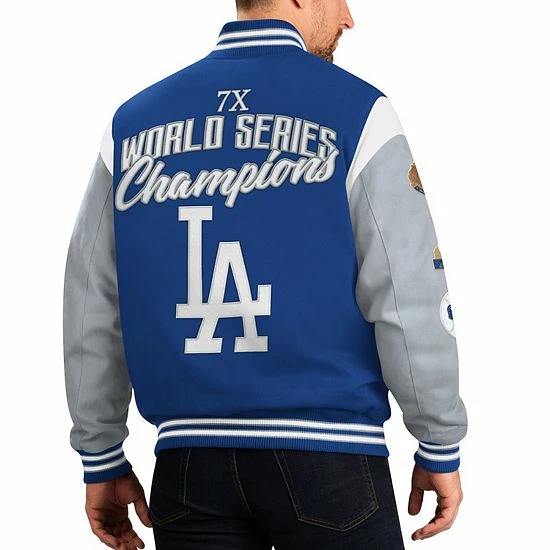 Men's G-III Sports By Carl Banks Royal Los Angeles Dodgers Franchise Full-Snap Varsity Jacket 3 Men's G-III Sports By Carl Banks Royal Los Angeles Dodgers Franchise Full-Snap Varsity Jacket - Image 3