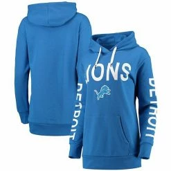 Women's G-III 4Her By Carl Banks Blue Detroit Lions Extra Point Pullover Hoodie
