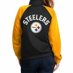 Women's G-III 4Her By Carl Banks Black/Gold Pittsburgh Steelers Confetti Raglan Full-Zip Track Jacket 5 Women's G-III 4Her By Carl Banks Black/Gold Pittsburgh Steelers Confetti Raglan Full-Zip Track Jacket -G-III Sales Store unnamed file 90