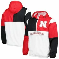Men's G-III Sports By Carl Banks White/Scarlet Nebraska Huskers College Fair Catch Half-Zip Hoodie