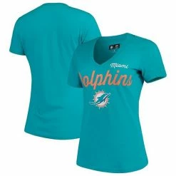 Women's G-III 4Her By Carl Banks Aqua Miami Dolphins Post Season V-Neck T-Shirt