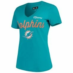 Women's G-III 4Her By Carl Banks Aqua Miami Dolphins Post Season V-Neck T-Shirt -G-III Sales Store unnamed file 96