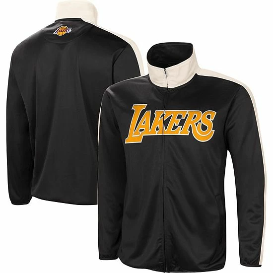 Men's G-III Sports By Carl Banks Black/White Los Angeles Lakers Zone Blitz Tricot Full-Zip Track Jacket 1 Men's G-III Sports By Carl Banks Black/White Los Angeles Lakers Zone Blitz Tricot Full-Zip Track Jacket